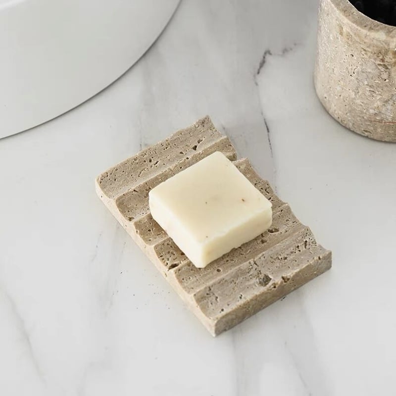 トラバーチン なみなみ トレイ 天然大理石 ソープディッシュ | 70PARK