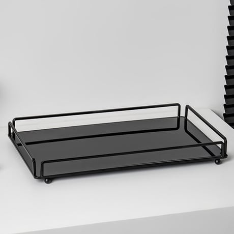 #ブラック アイアン アクリル 長方形 トレイ 全3サイズ 香水収納 コスメ収納 鏡面