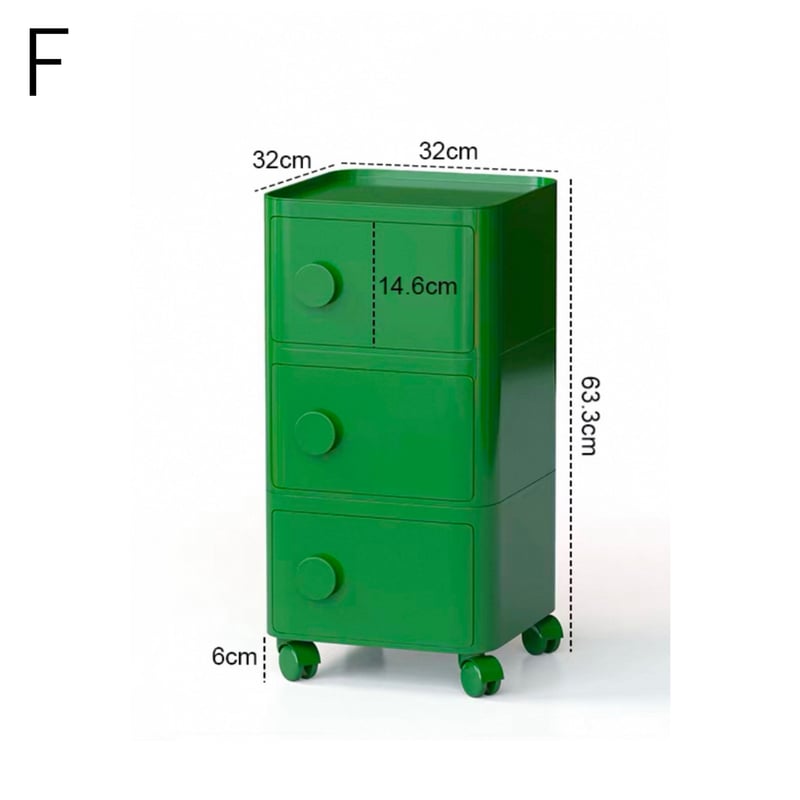 キャスター付き スクエア 三段 カラー 収納 ラック サイドテーブル 全6