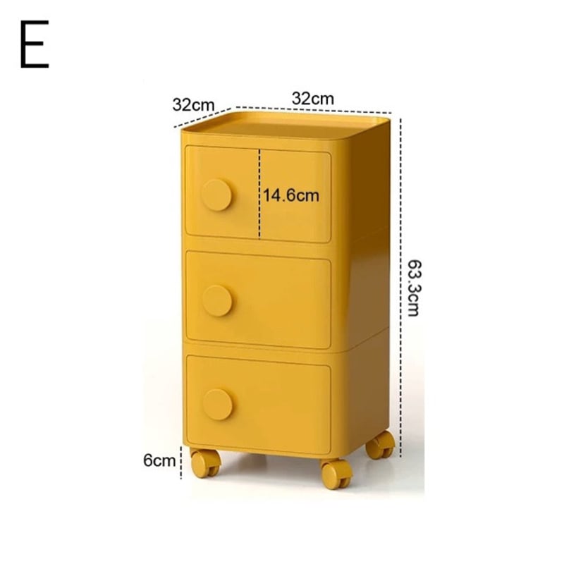 キャスター付き スクエア 三段 カラー 収納 ラック サイドテーブル 全6