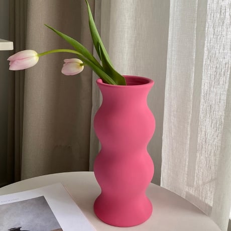 #うねうね マット カラー セラミック フラワーベース 全2色 花瓶