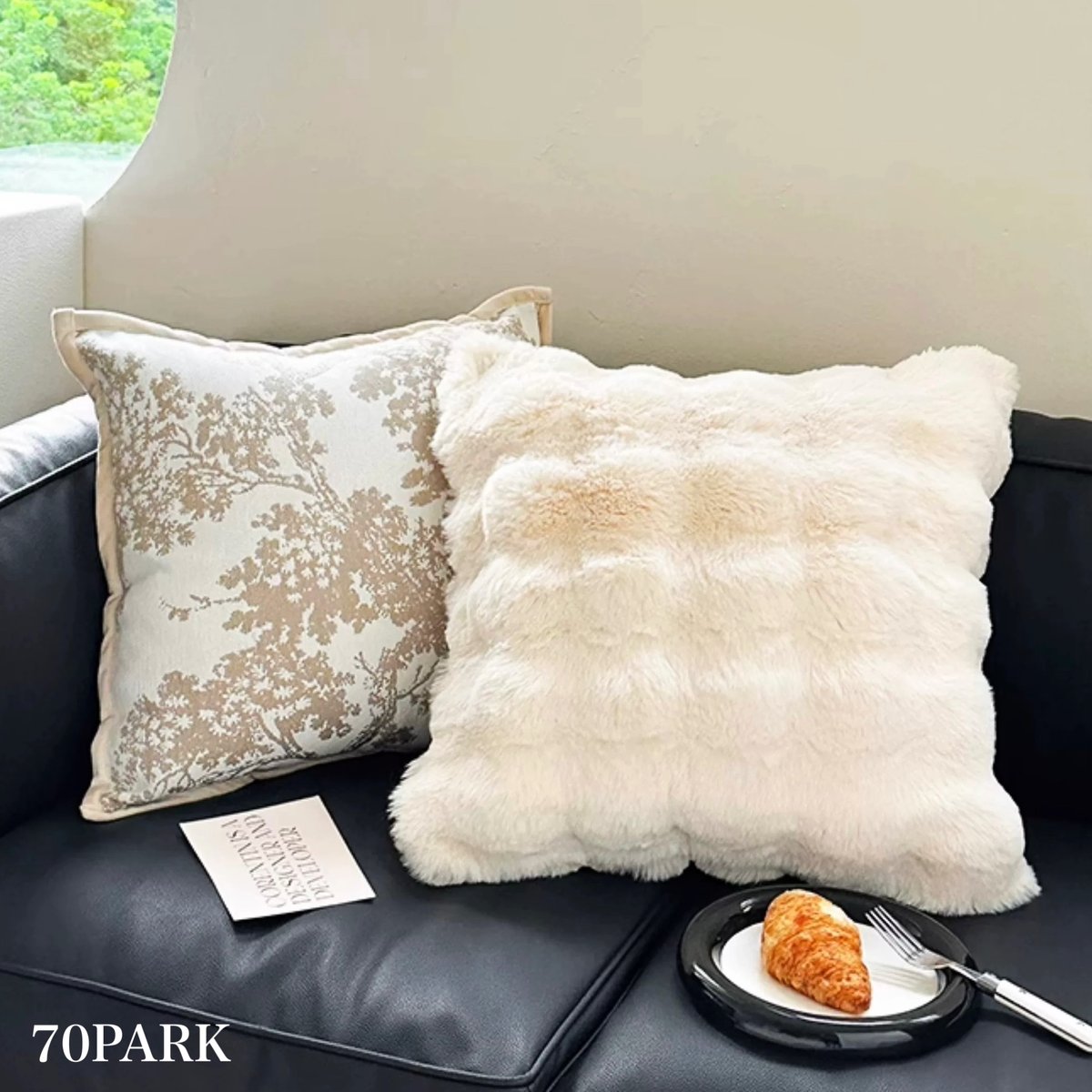 ナチュラルカラー ファー ミックス クッションカバー 全2種 45 ナチュラルカラー ファー ミックス クッションカバー 全2種 45