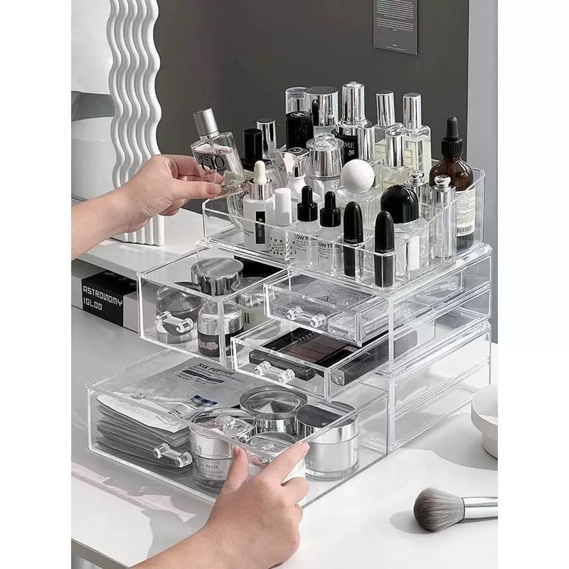 クリアカラー 引き出し 4杯 コスメ 収納 ボックス 全2色 大容量