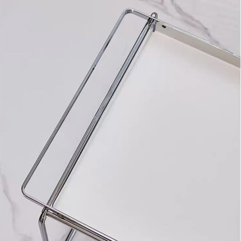 シルバー フレーム ホワイト トレイ 多機能 サイドテーブル | 70PARK