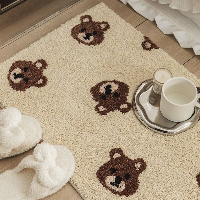 くま フェイス パターン 吸水 マット 玄関 バスマット 50×80 | 70PARK