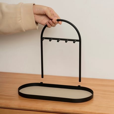 #アイアン レザー オーバル型  アクセサリー 鍵 スタンド トレイ 全2色 収納 小物置き