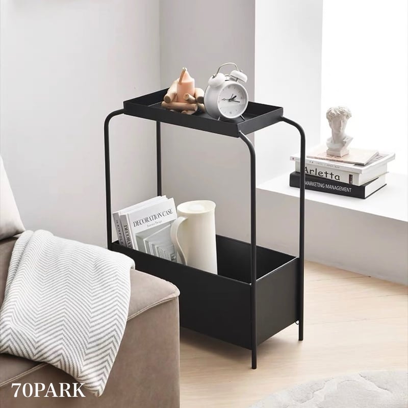 モノトーン アイアン 収納 サイドテーブル 全2色 スリム | 70PARK