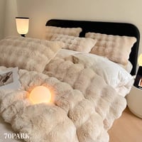 【即納】#ライトベージュ もこもこ ふわとろ 布団カバーセット 全2サイズ ベッドカバー 寝具カバー