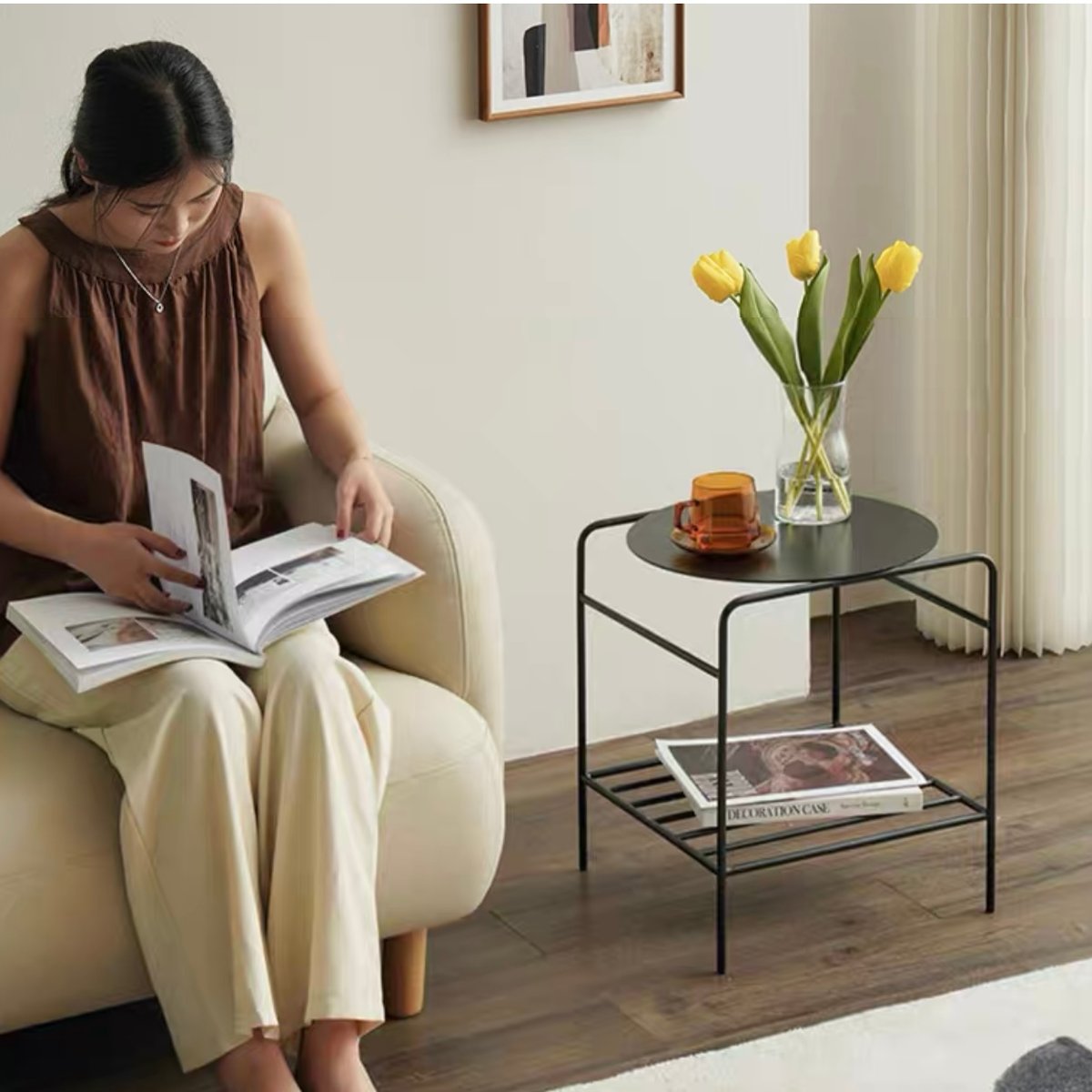 アイアン フレーム 二段 収納 コンパクト サイドテーブル 全2色 | 70PARK