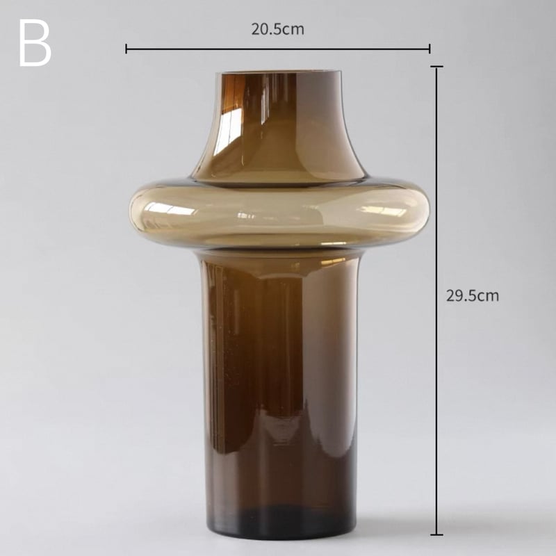 ブラウンカラー クリア ガラス フラワーベース 全2サイズ 花瓶 | 70PARK