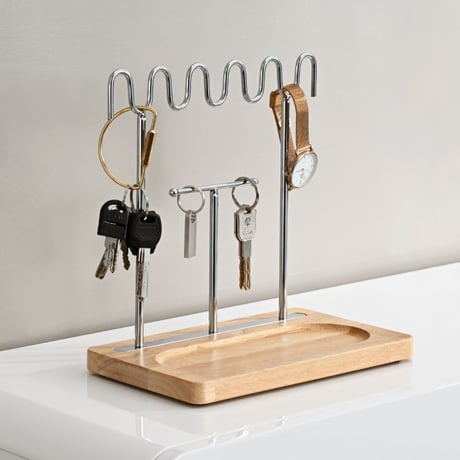 #シルバー フレーム ウッド アクセサリー 鍵 スタンド トレイ 収納 小物置き