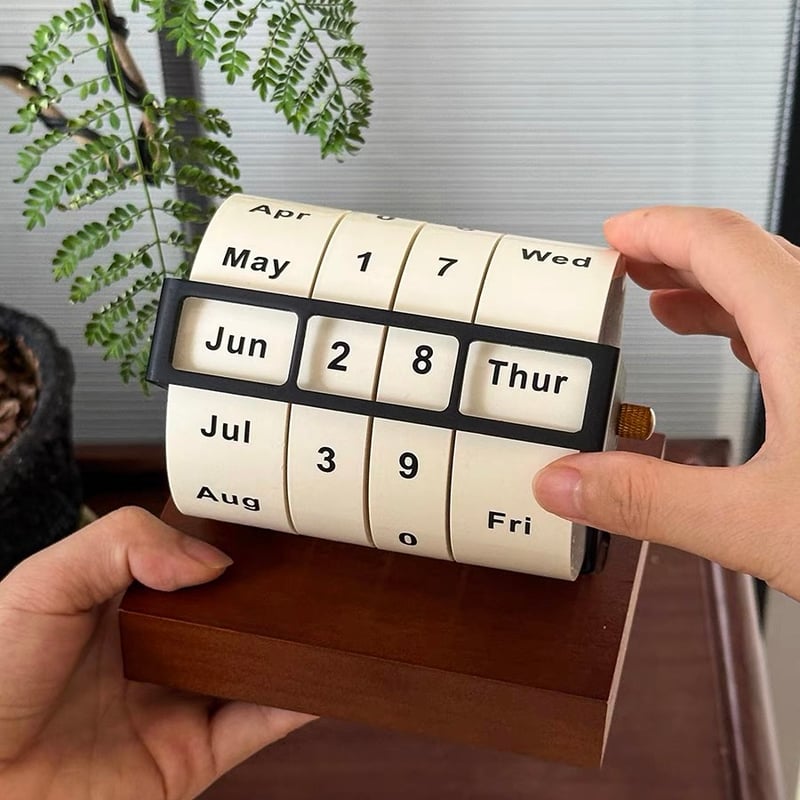 ウッド ナチュラル 回転 万年カレンダー 卓上 木製 デスク | 70PARK
