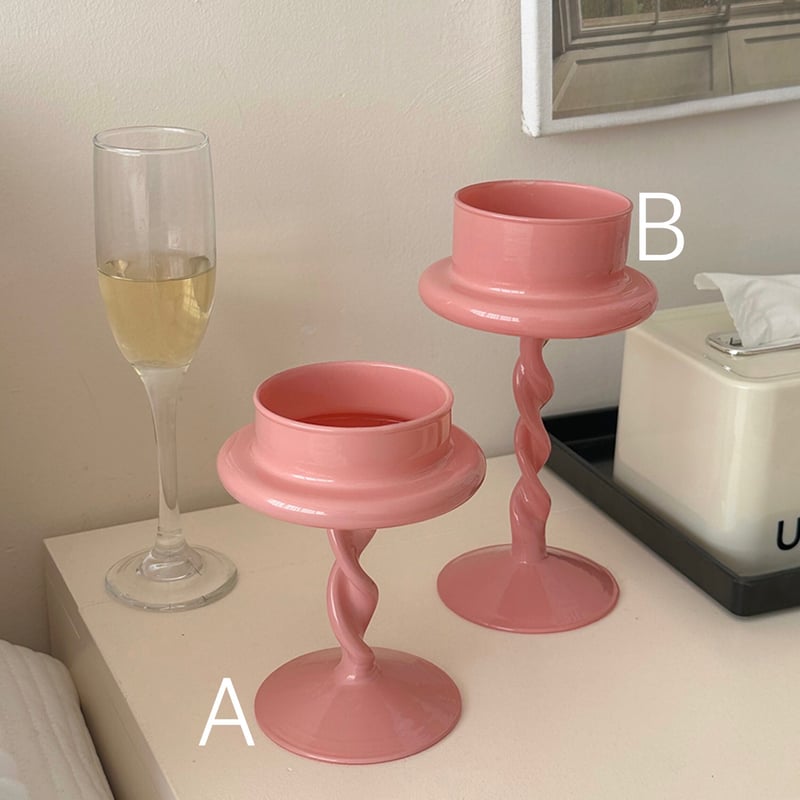 2way ピンク ツイスト キャンドルホルダー 全2サイズ | 70PARK 2way ピンク ツイスト キャンドルホルダー 全2サイズ | 70PARK