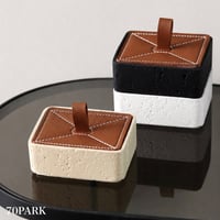 #レザー 蓋付き トラバーチン風 ミニ 小物入れ 全3色  収納 トレイ スタッキング可能