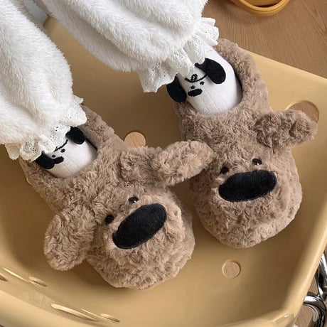 【即納】#もこもこ ドッグ ルームシューズ 犬 室内 スリッパ