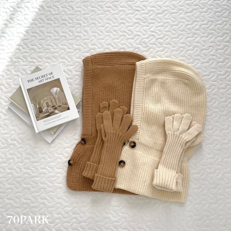 【即納】#スマホ対応 手袋付き ニット バラクラバ 全3色 防寒