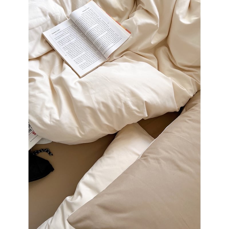 ベージュ系 ツートーン 無地 布団カバーセット 全2色 ベッドカバー