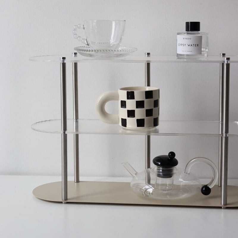 オーバル アクリル 3段 ディスプレイ ラック 全2色 収納 | 70PARK