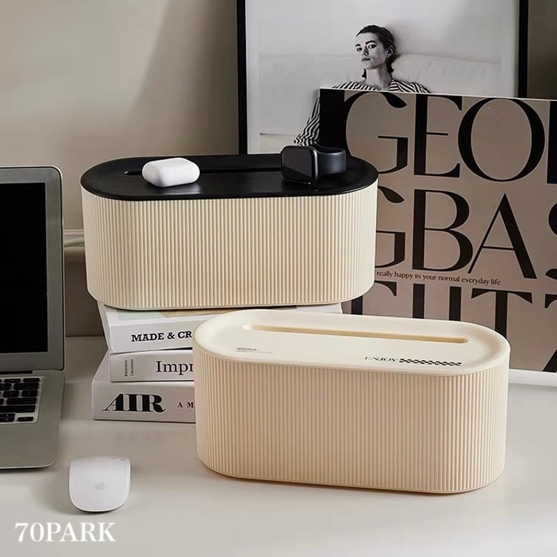 モノトーン 蓋付き 電源タップ 収納 ケーブルボックス 全2色 | 70PARK