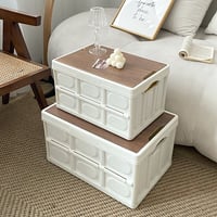 【即納】#ウッド 蓋付き 折りたたみ コンテナ 全3サイズ 収納