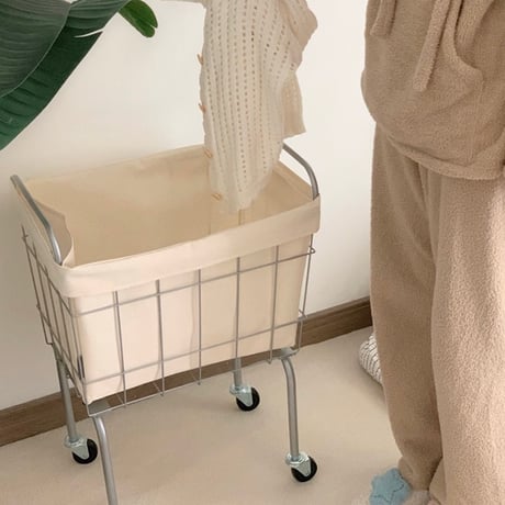 #キャスター付き ランドリー バスケット カート ワゴン ハイタイプ 洗濯カゴ 収納