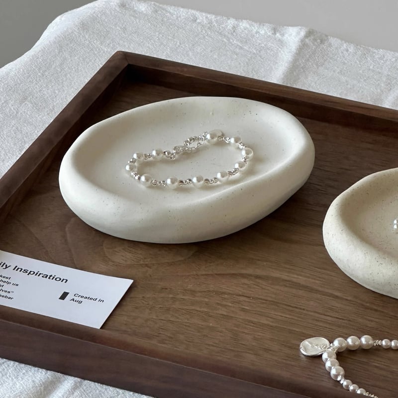 ぽってり セラミック オーバル型 アクセサリー トレイ 全2色 小物置き