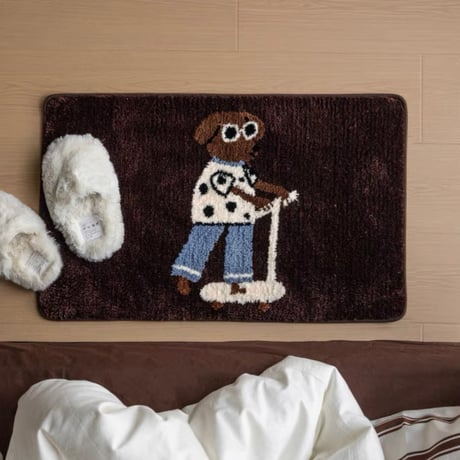 #キックボード 犬  メッセージ 玄関 マット 全2色 40×60 ダックスフンド ラグ 洗える