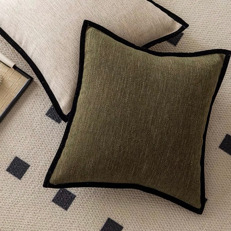 即納】#パイピング リネンライク クッションカバー 全2色 45×45