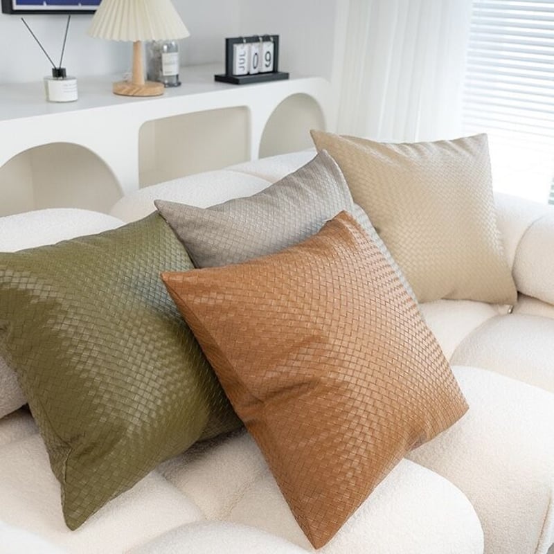 編み込み調 フェイクレザー クッションカバー 全4色 | 70PARK