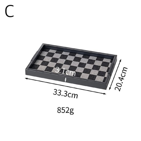 #ブラック アイアン チェッカー柄 トレイ 全3色 2サイズ 収納