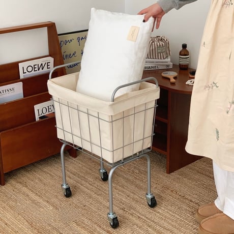 #キャスター付き ランドリー バスケット カート ワゴン ハイタイプ 洗濯カゴ 収納