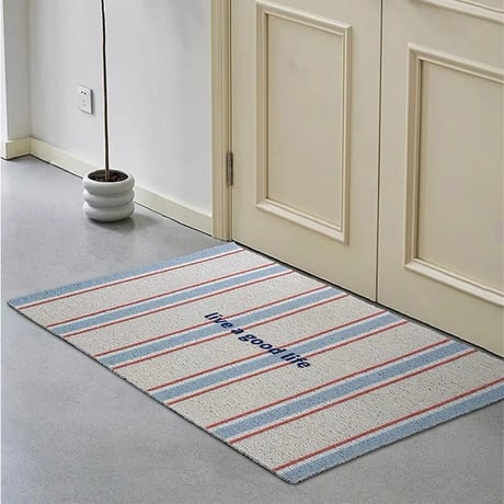 #ストライプ柄 メッセージ 玄関 マット 全4色 50×80 泥落とし