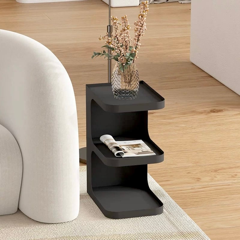 幅25cm アイアン E型 コンパクト 三段 サイドテーブル 全3色 | 70PARK