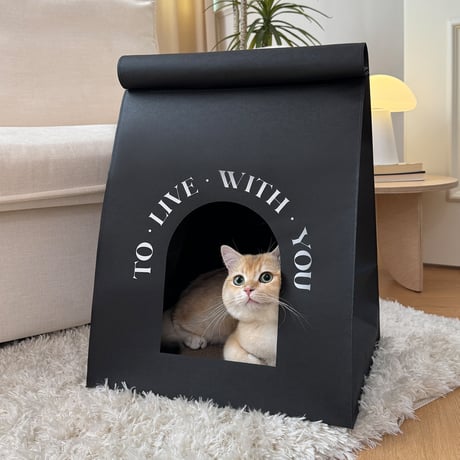 #ペーパーバッグ風 キャットハウス 全2色 猫ハウス 爪とぎ ハウス 折りたたみ
