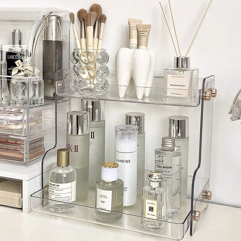 アクリル 二段 コスメ 軽量 収納 ラック 全3色 | 70PARK