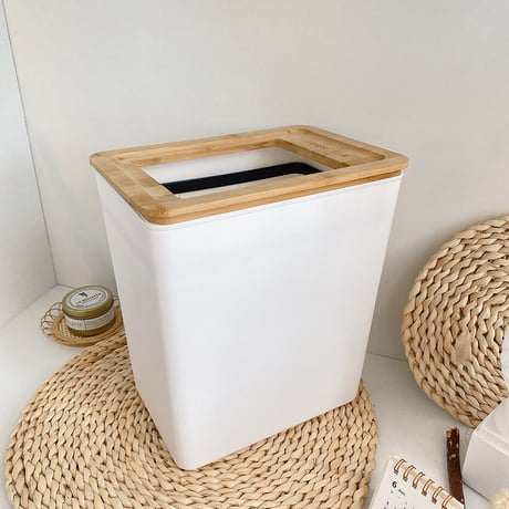 【即納】#ウッド × ホワイト スリム ダストボックス 全2タイプ