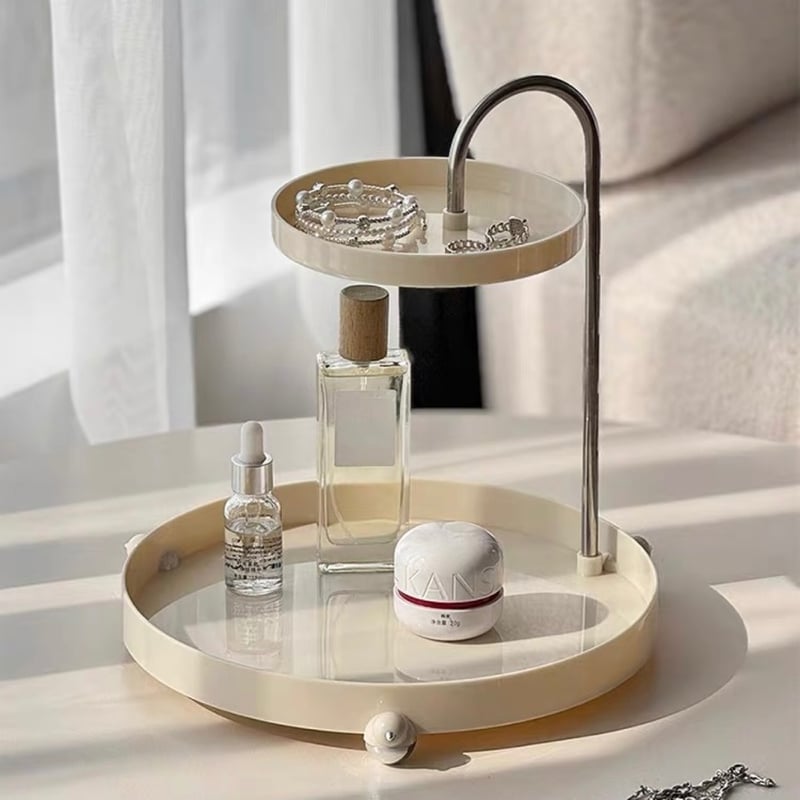 上部スライド ラウンド 二段 トレイ 全2色 コスメ 収納 | 70PARK