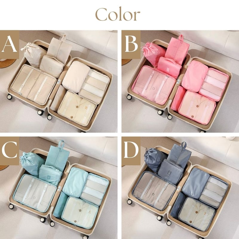 8点 セット コンパクト 収納 トラベルポーチ 全4色 吊り下げ