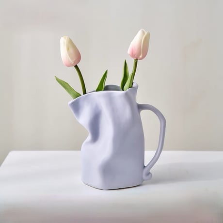 #持ち手付き セラミック フラワーベース 全2色 花瓶