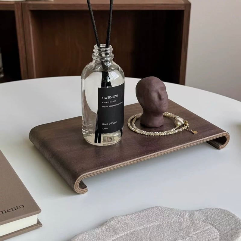 即納】#シンプル ウッド アクセサリー トレイ プレート ブラウン | 70PARK