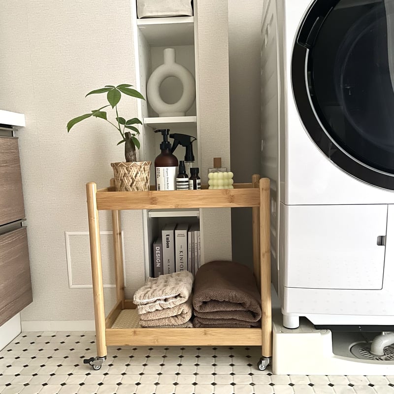 バンブー 二段 収納 ラック キャスター サイドテーブル 韓国 | 70PARK