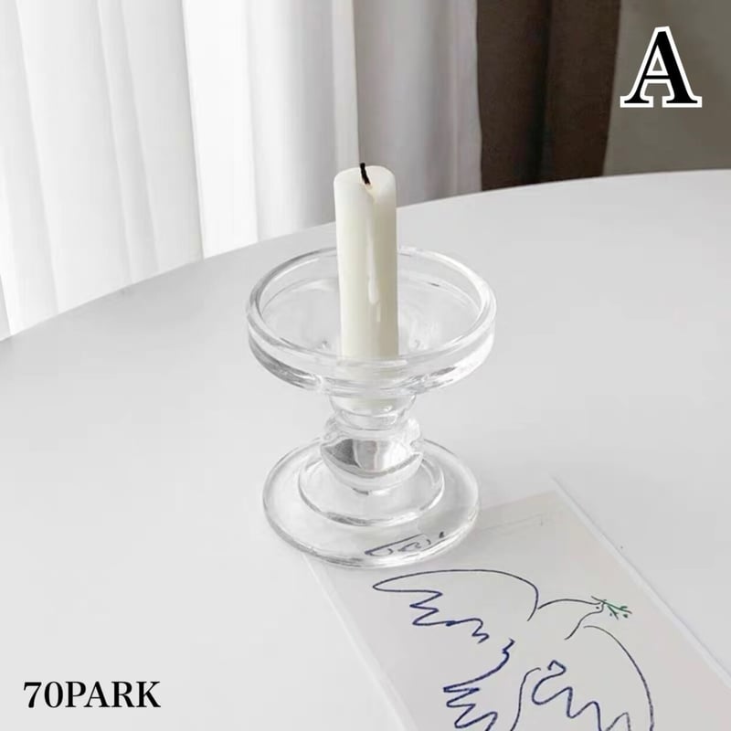 即納】#クリア ガラス キャンドルホルダー 全2タイプ | 70PARK 即納】#クリア ガラス キャンドルホルダー 全2タイプ | 70PARK