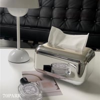 【即納】#シルバー メタリック シンプル ティッシュケース