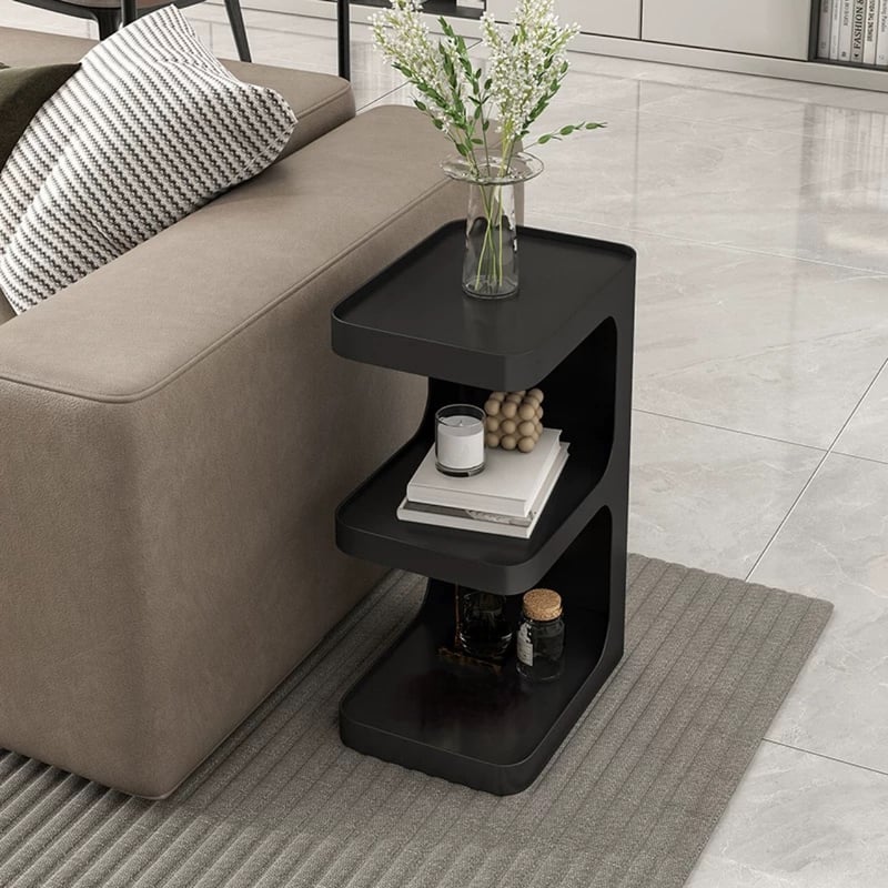 幅25cm アイアン E型 コンパクト 三段 サイドテーブル 全3色 | 70PARK