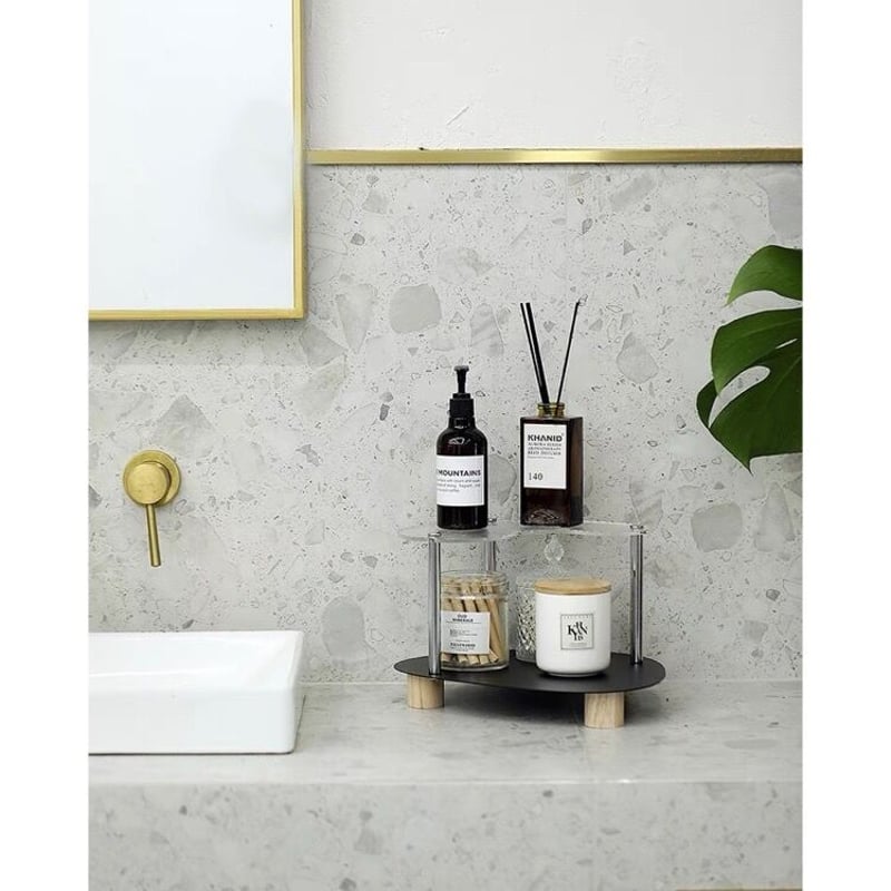 アクリル ウッド ウエーブ 二段 収納 ラック 全2色 トレイ | 70PARK