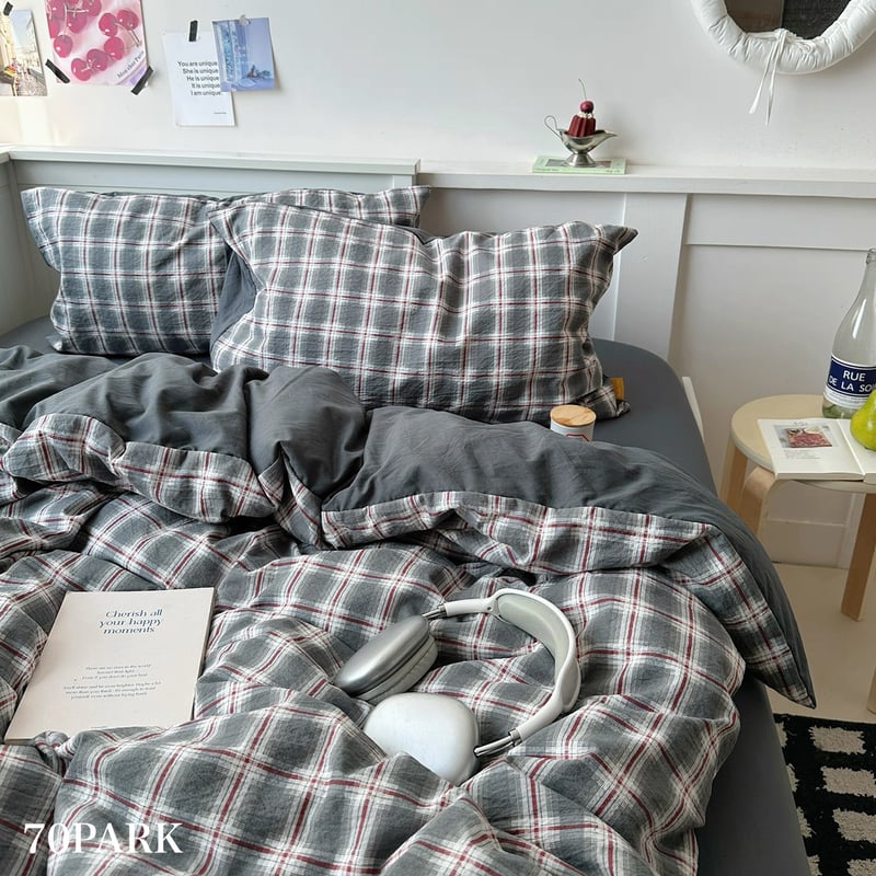 グレー ミックス チェック柄 布団カバーセット 全2サイズ オール
