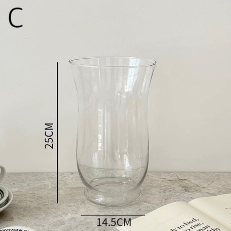 #クリア ガラス シンプル フラワーベース 全4種 花瓶