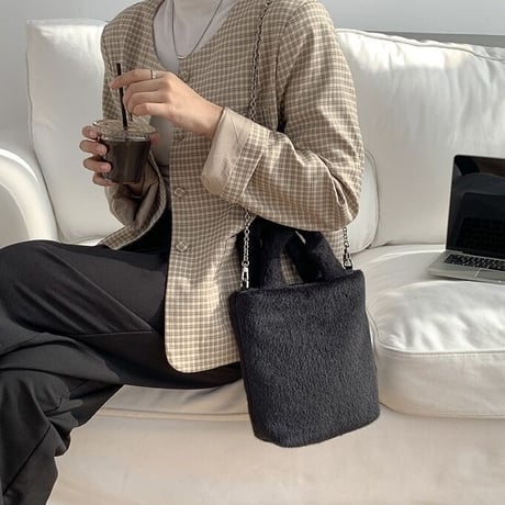 【即納】#2way フェイクファー ハンドバッグ 全4色 ショルダー