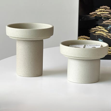 #ナチュラル セラミック 脚付き アクセサリー トレイ 全2サイズ 小物置き キャンドルホルダー