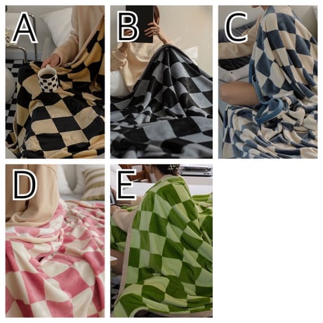 #チェッカー ブランケット  全5色 膝掛け 毛布 100×150